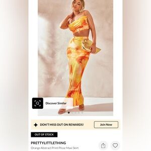 Pretty Little Thing - Orange Abstract Print Plisse Maxi Skirt